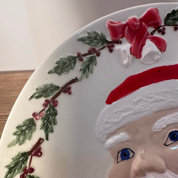 VTG Santa Christmas Plate Rare 1965 Pottery Hand Signed by Artist Cookie Platter - Picture 4 of 8